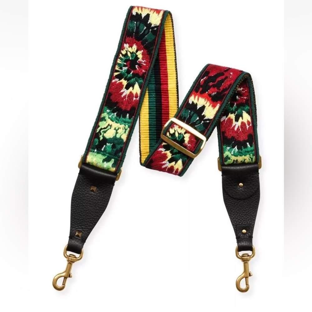 Valentino Guitar Strap - Tie Dye Rasta Jamaican Rockstud